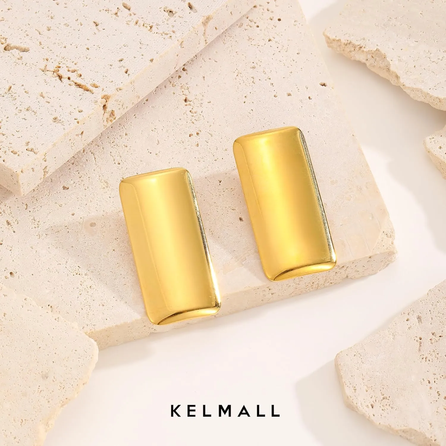 KELMALL Chunky Twisted Textured Double Hoop Earrings for Women Gold Plated Geometric Bold Circle Round Oval Love Knot Statement Drop Dangle Earrings Jewelry Gift