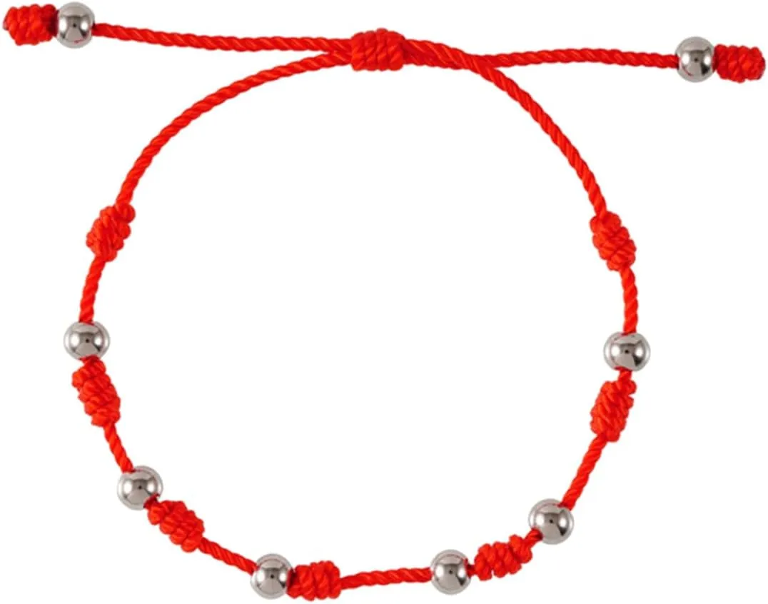 KESYOO Hand Woven Adjustable Red Rope String Bracelet with Beads for Women Unique Accessory for Any Outfit