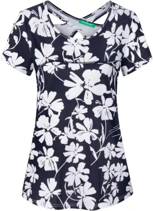 Kimmery Woman Short Sleeve Round Neck Criss Cross Back Yoga Shirt