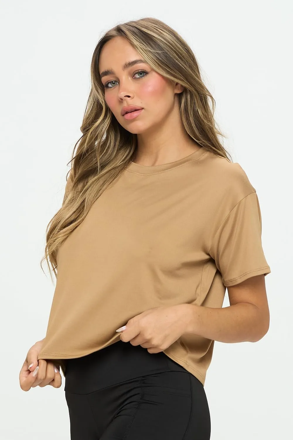 KNIT RIOT Womens Crop Top  Short Sleeve Soft Boxy Crewneck Casual Active Workout Yoga Running Cropped Tee T Shirts