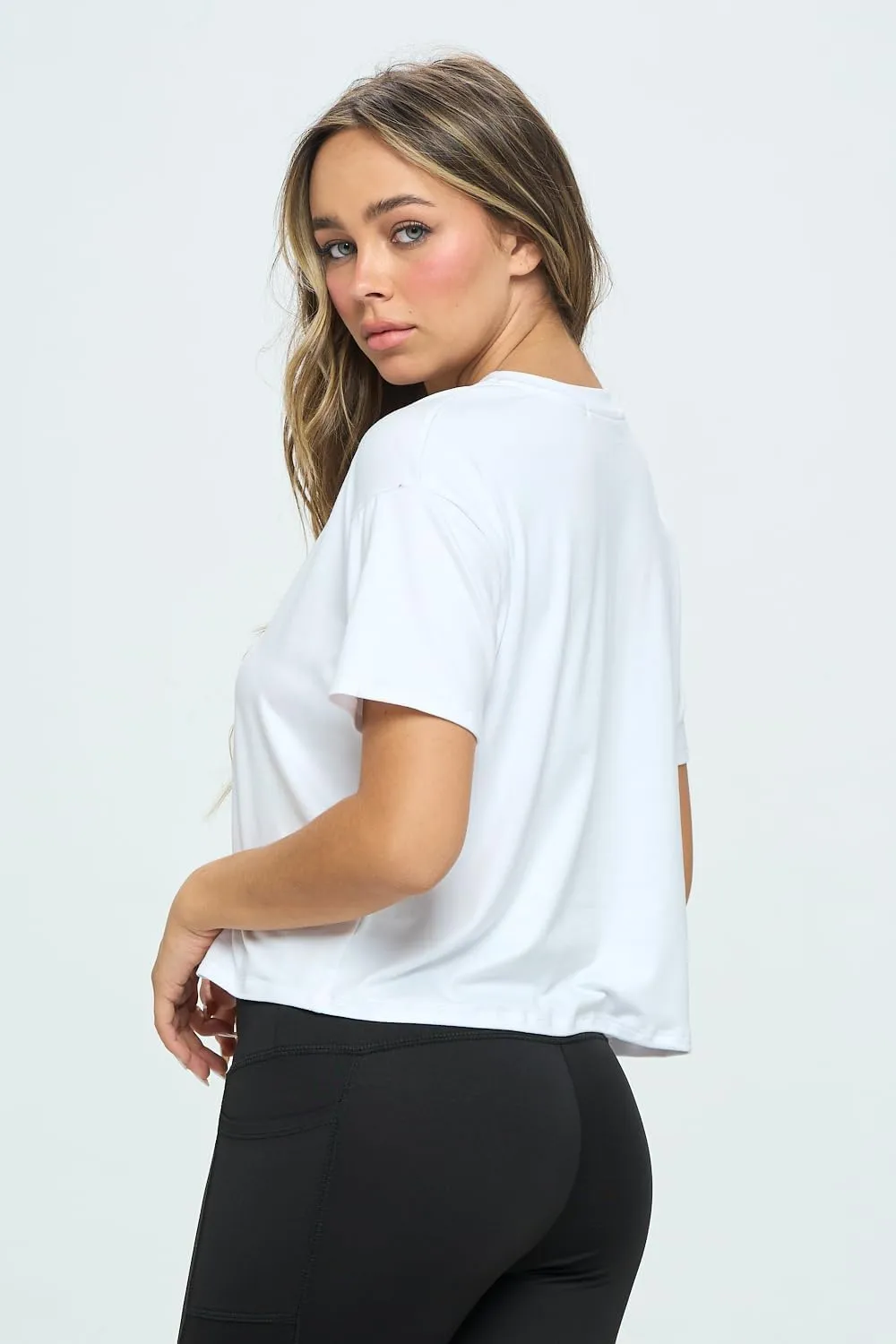 KNIT RIOT Womens Crop Top  Short Sleeve Soft Boxy Crewneck Casual Active Workout Yoga Running Cropped Tee T Shirts