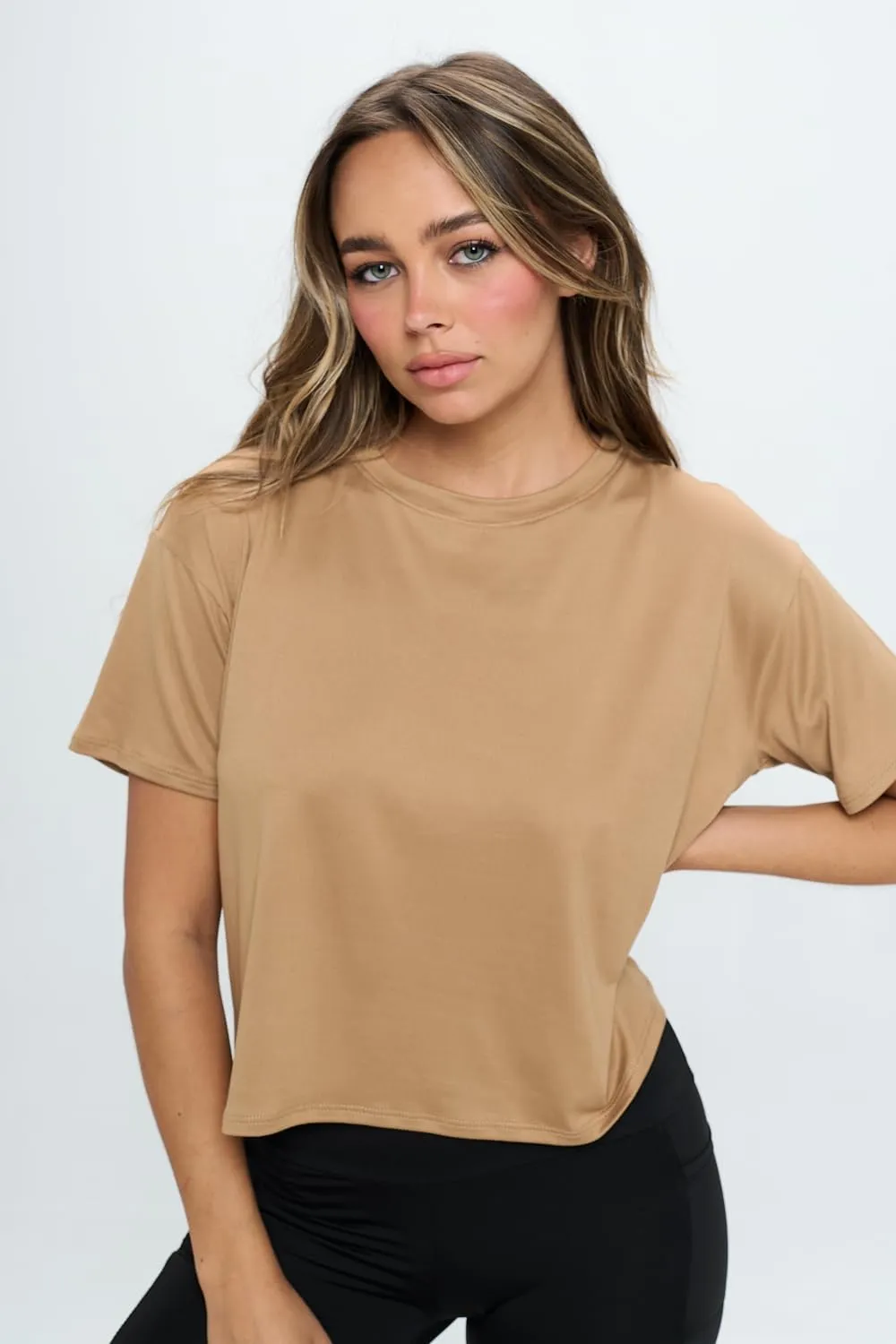 KNIT RIOT Womens Crop Top  Short Sleeve Soft Boxy Crewneck Casual Active Workout Yoga Running Cropped Tee T Shirts