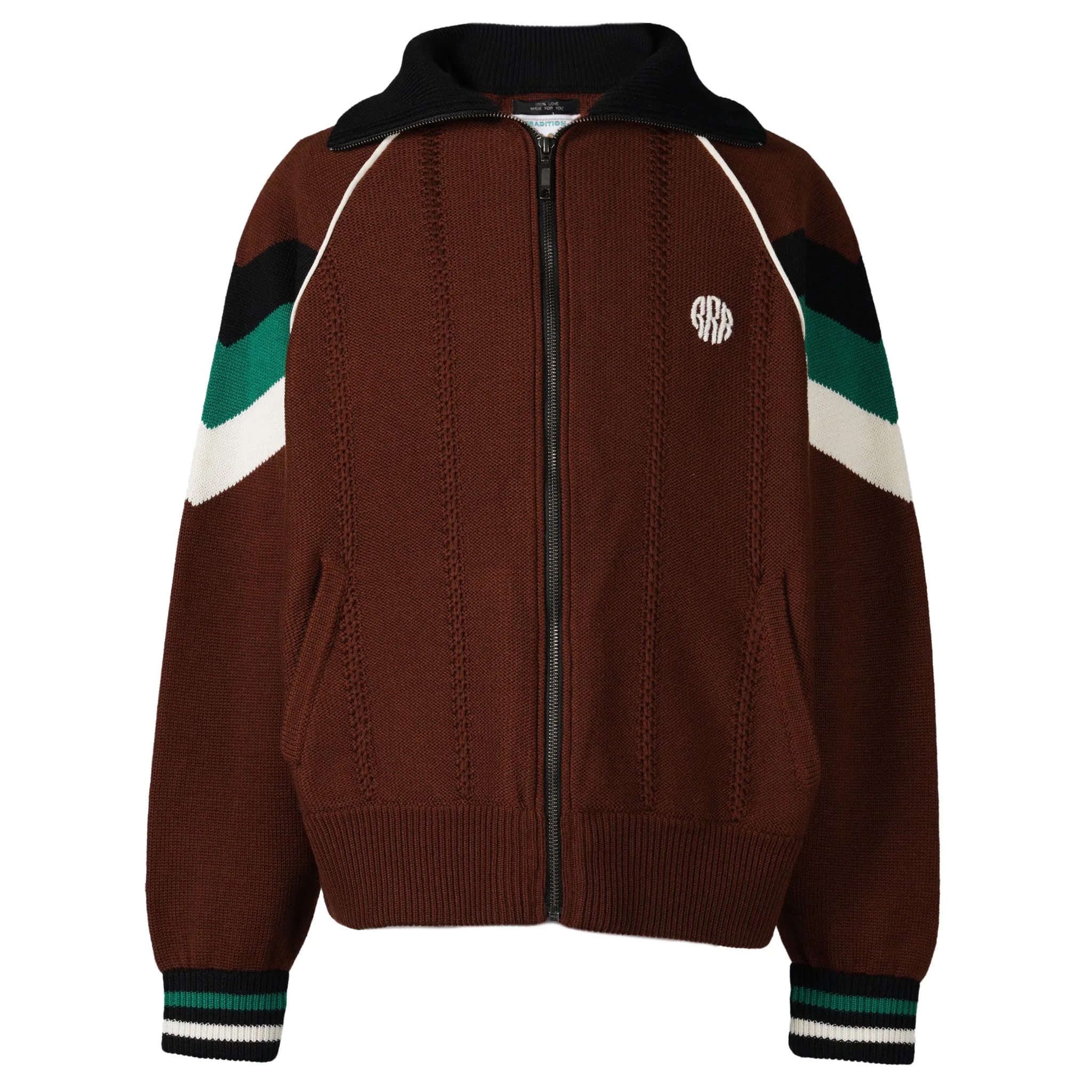 KNITTED TRACK JACKET / BROWN