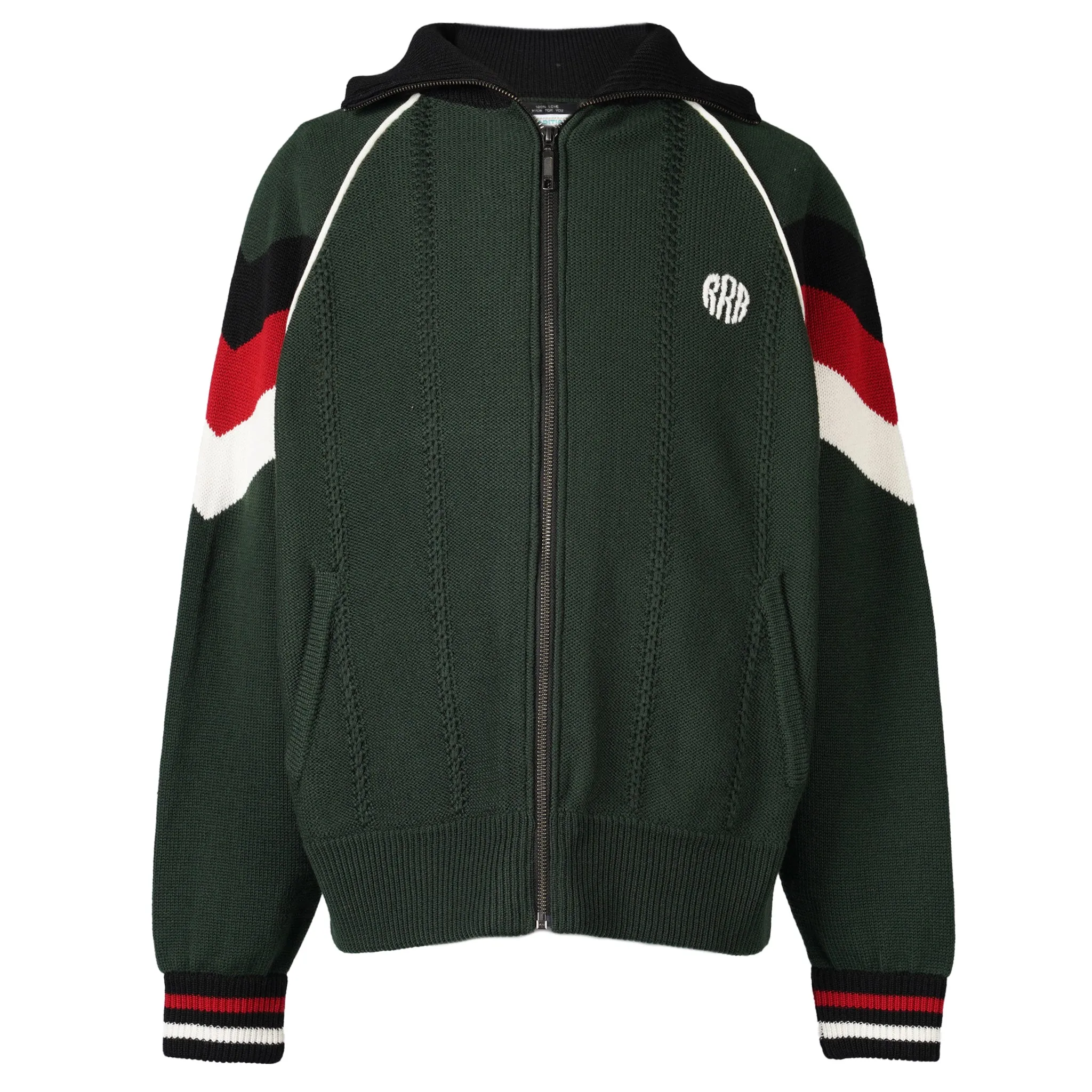 KNITTED TRACK JACKET / DARK GREEN