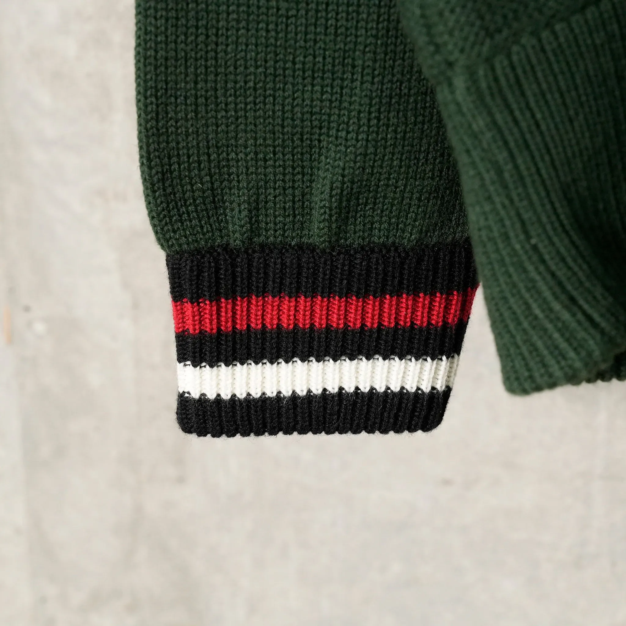 KNITTED TRACK JACKET / DARK GREEN