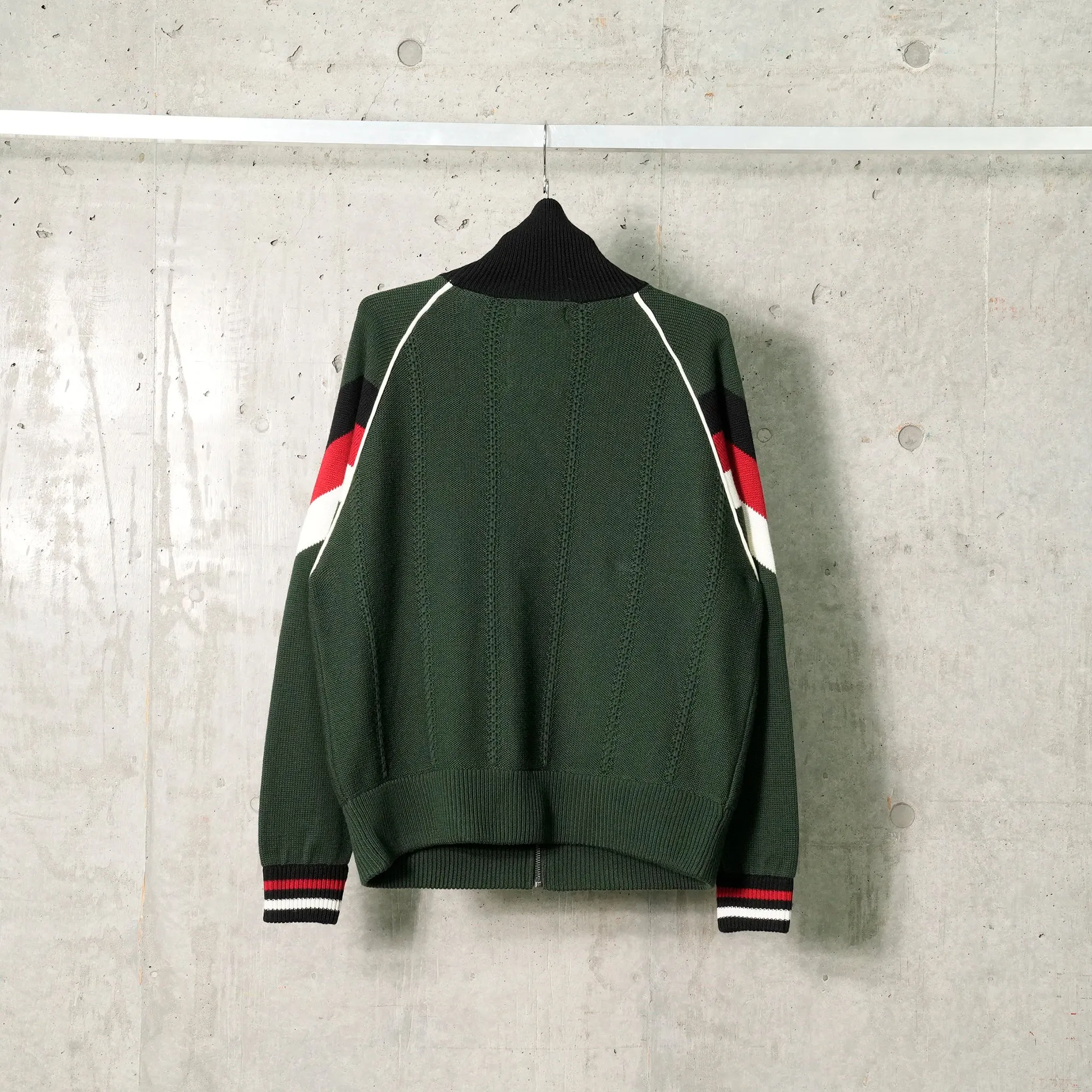 KNITTED TRACK JACKET / DARK GREEN