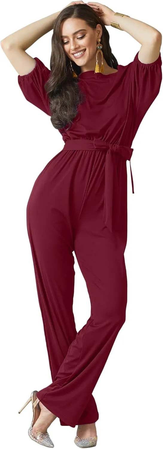 KOH KOH Womens One Off Shoulder Short Sleeve Piece Jumpsuit Pant Suit Romper