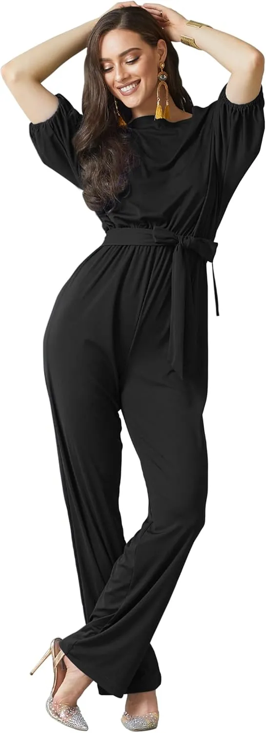 KOH KOH Womens One Off Shoulder Short Sleeve Piece Jumpsuit Pant Suit Romper