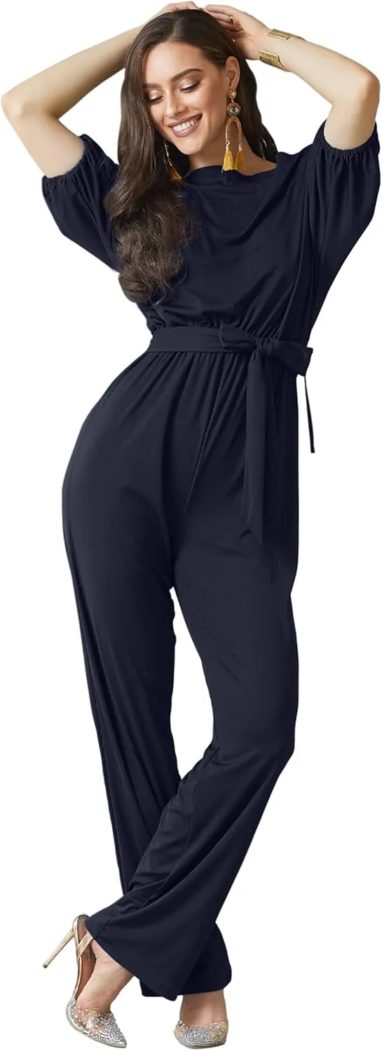 KOH KOH Womens One Off Shoulder Short Sleeve Piece Jumpsuit Pant Suit Romper
