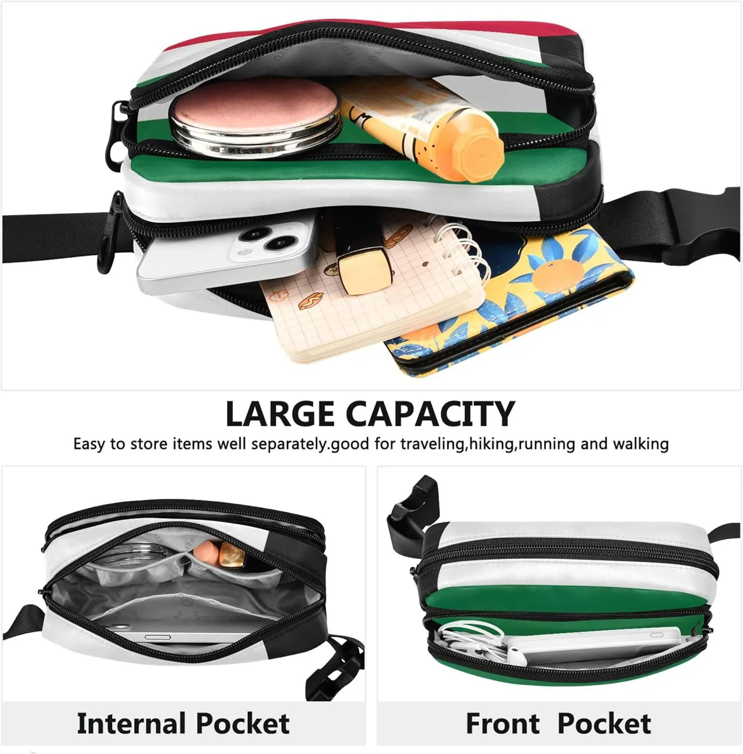 Kuwait Flag Waterproof Women Fanny Packs Belt Bag Hip Pack Bright Waist Pouches for Men