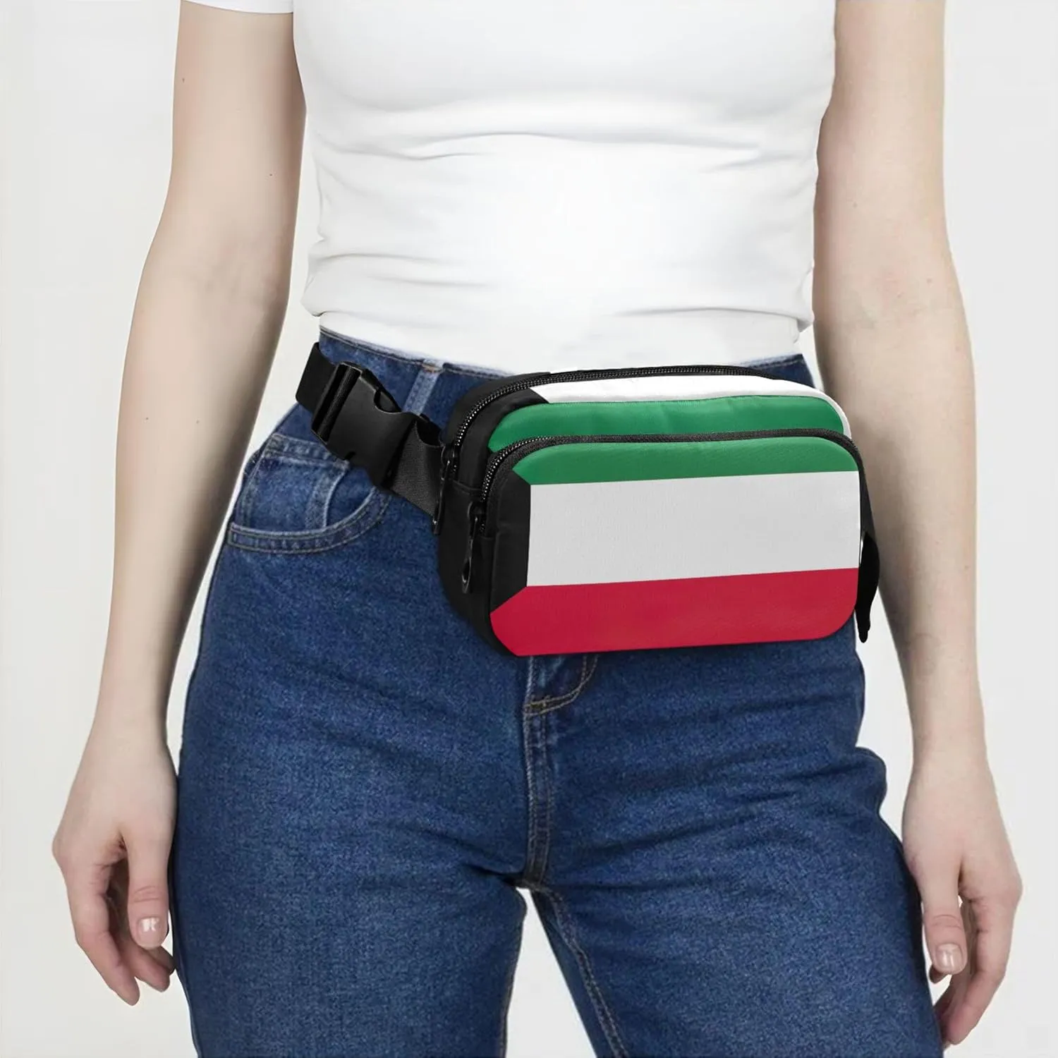Kuwait Flag Waterproof Women Fanny Packs Belt Bag Hip Pack Bright Waist Pouches for Men