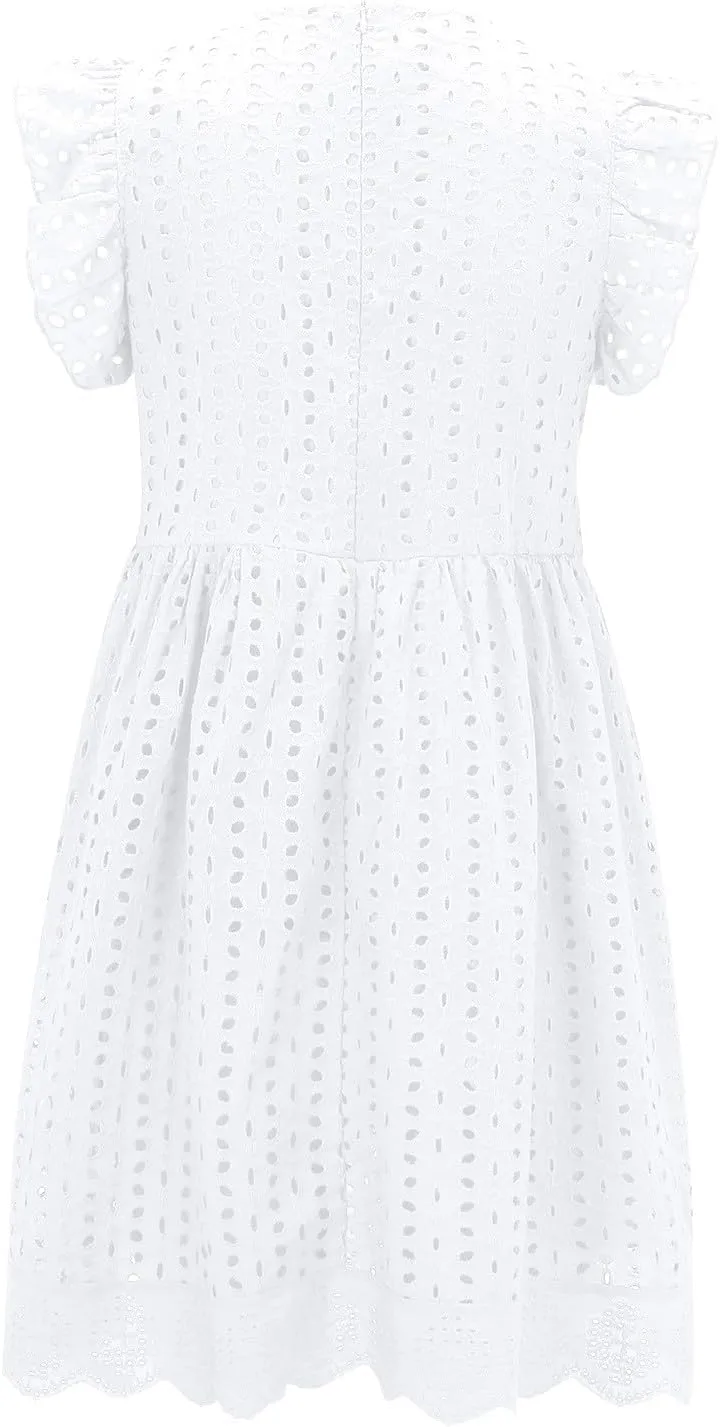 Lace Dress for Women V-Neck Sleeveless Embroidery Hollow Out Cocktail Dress 2025