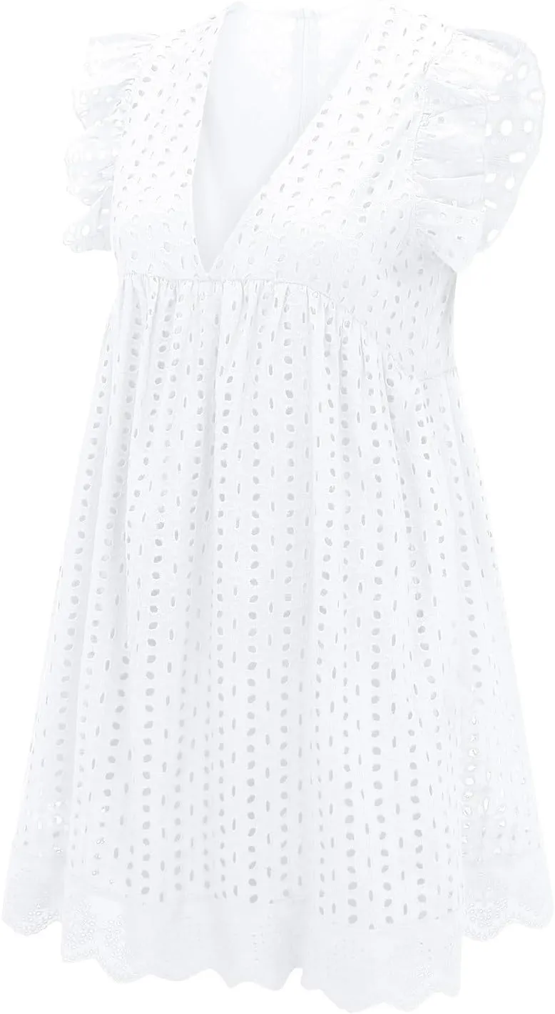 Lace Dress for Women V-Neck Sleeveless Embroidery Hollow Out Cocktail Dress 2025