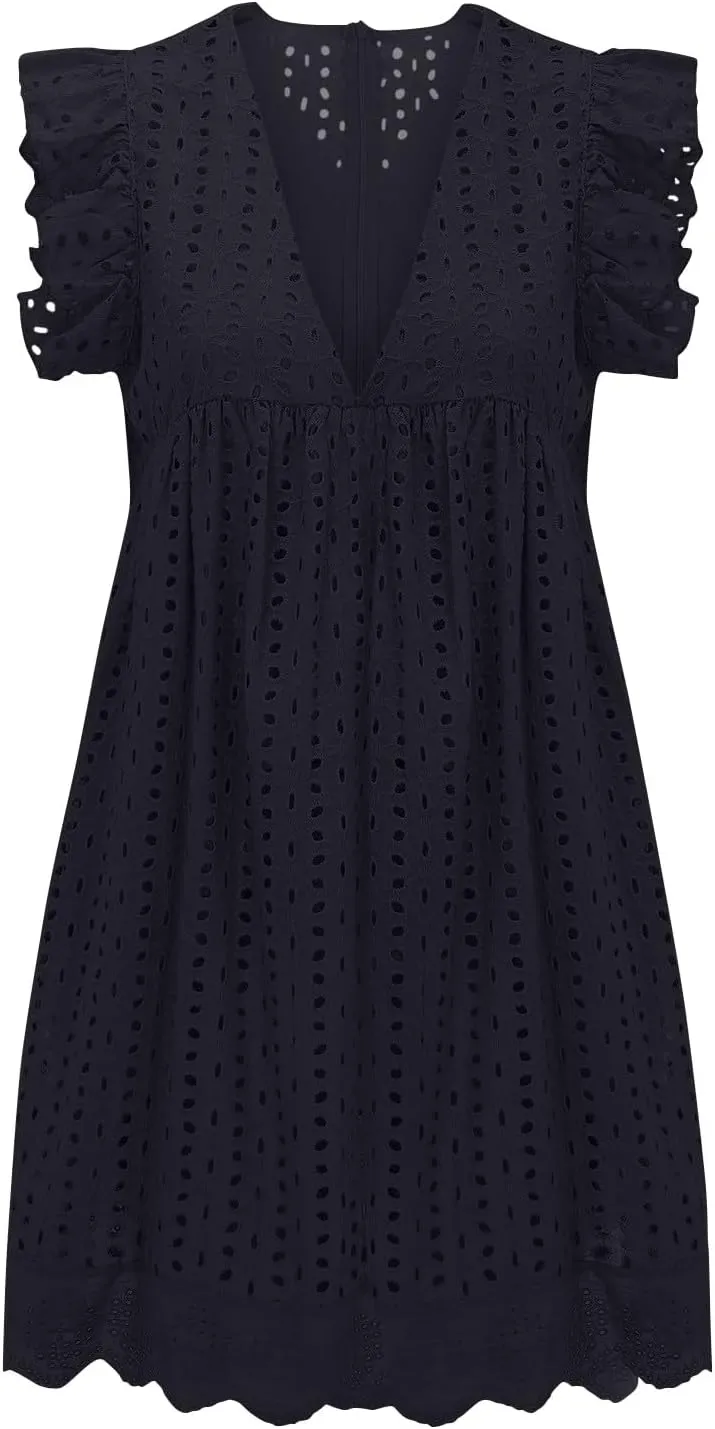 Lace Dress for Women V-Neck Sleeveless Embroidery Hollow Out Cocktail Dress 2025