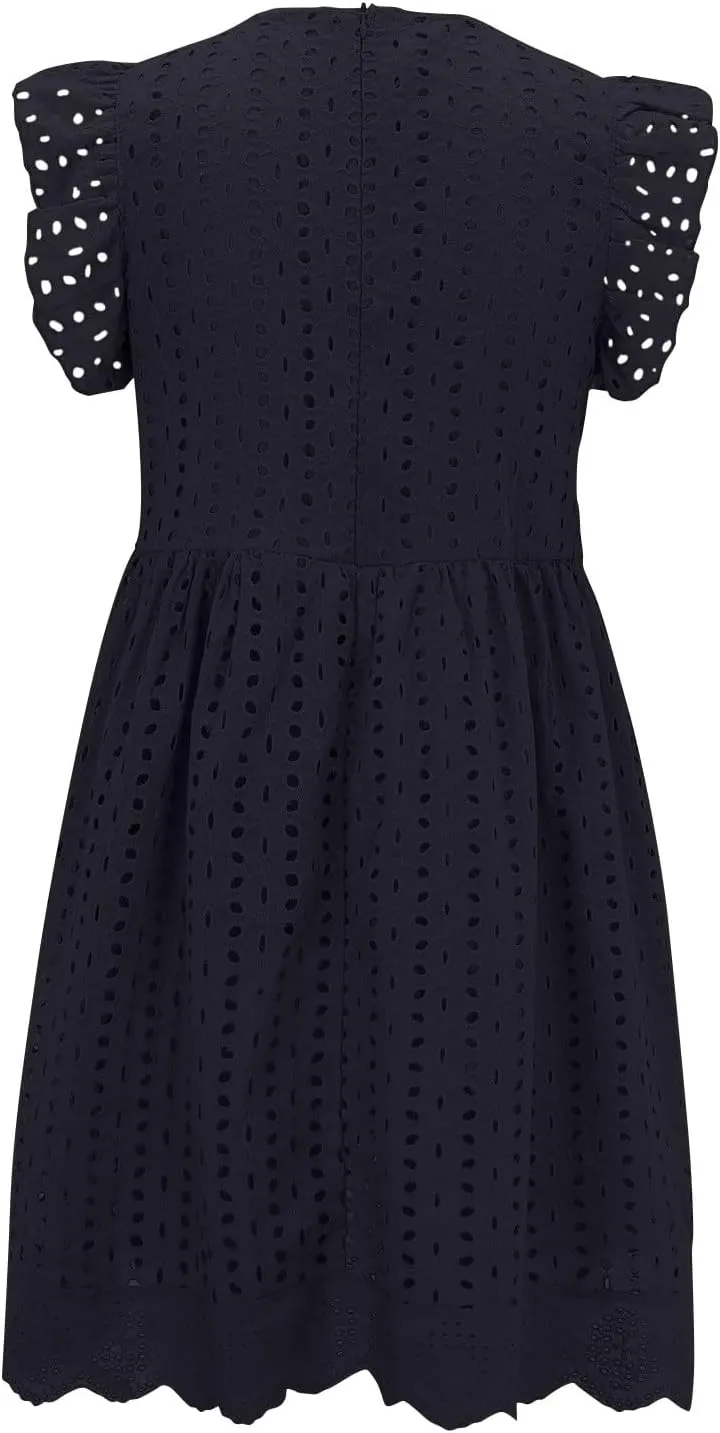 Lace Dress for Women V-Neck Sleeveless Embroidery Hollow Out Cocktail Dress 2025