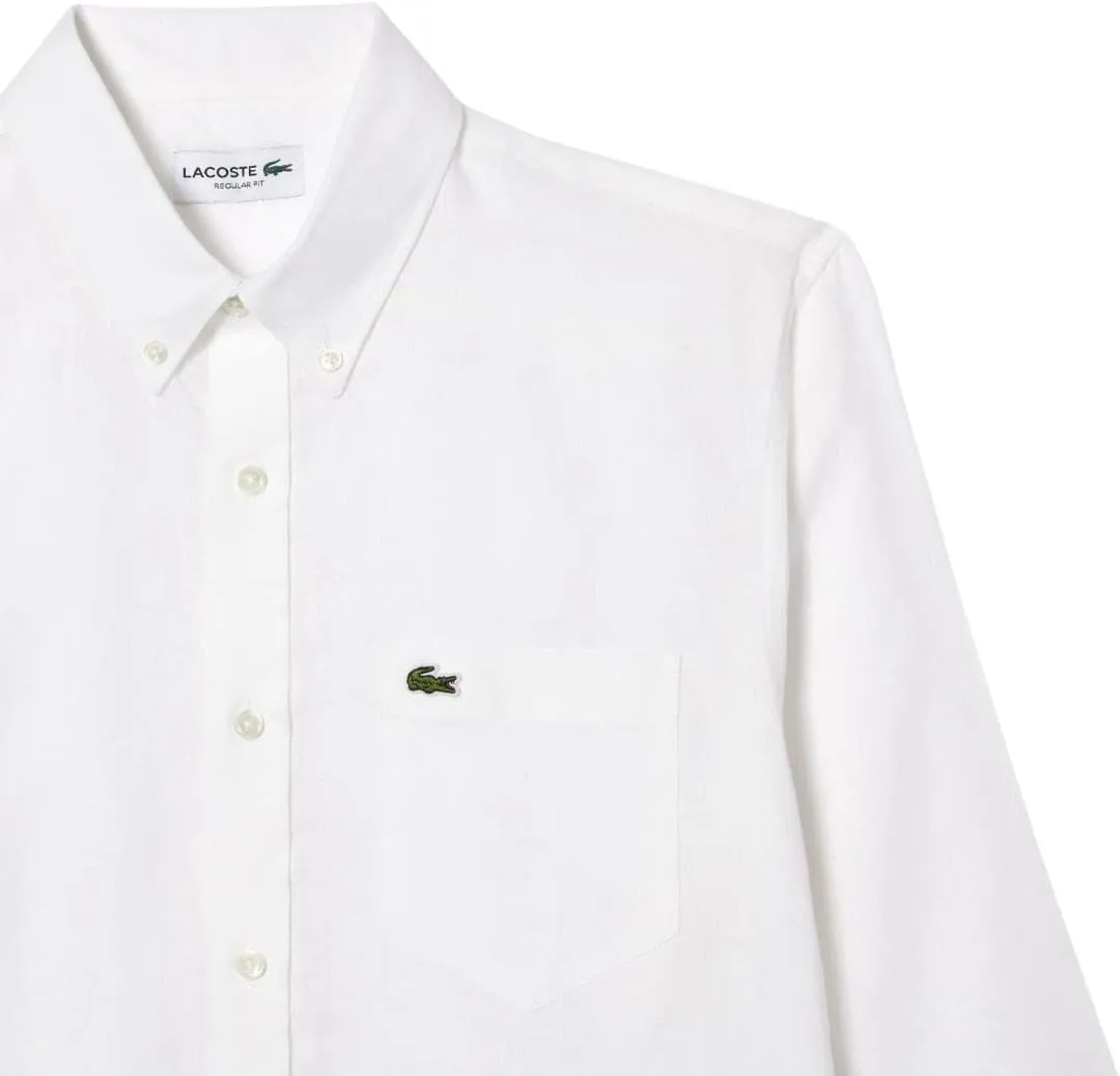Lacoste Men's Regular Fit Linen Casual Button Down Shirt