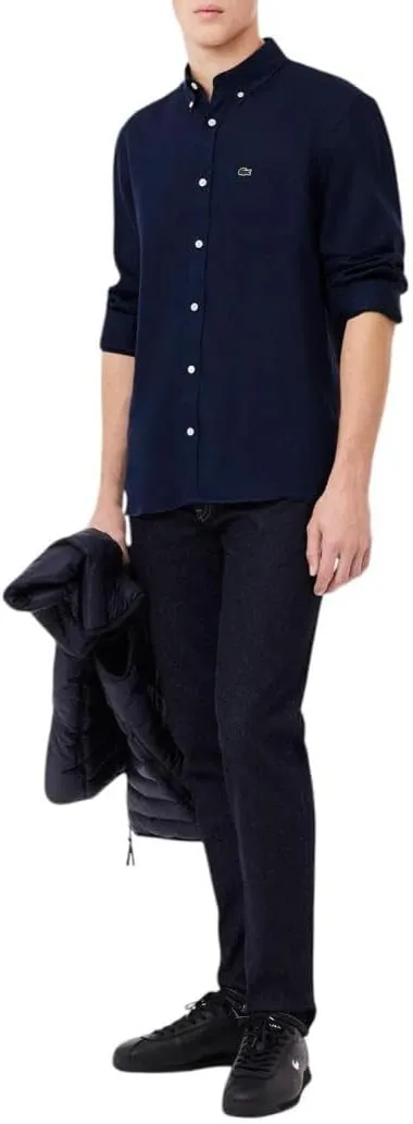 Lacoste Men's Regular Fit Linen Casual Button Down Shirt