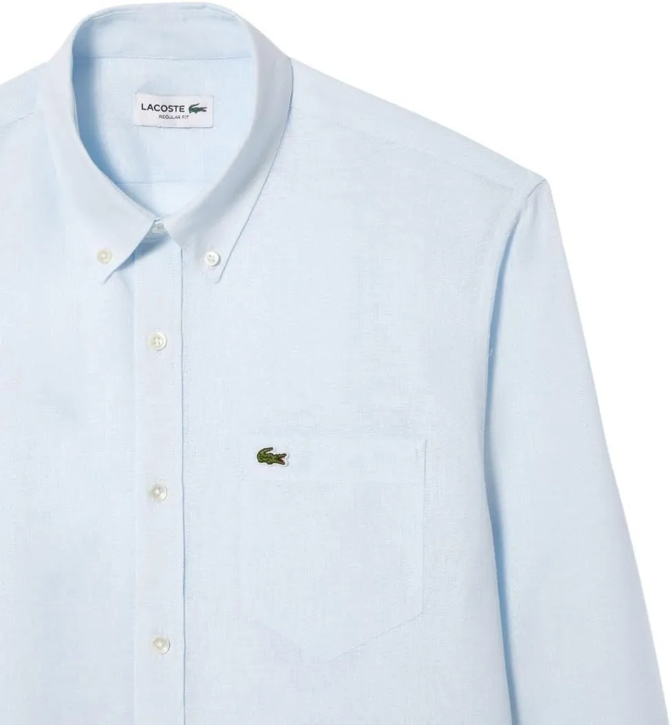 Lacoste Men's Regular Fit Linen Casual Button Down Shirt
