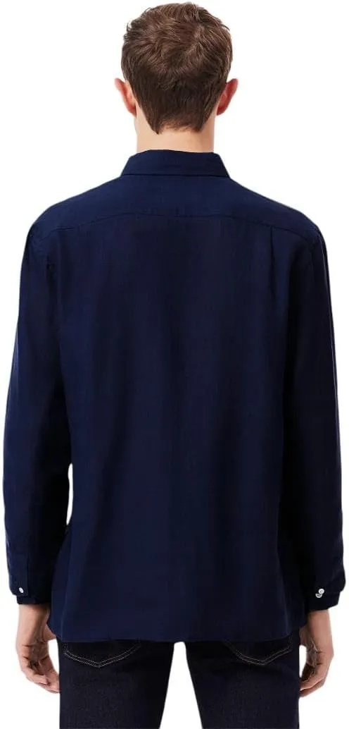 Lacoste Men's Regular Fit Linen Casual Button Down Shirt