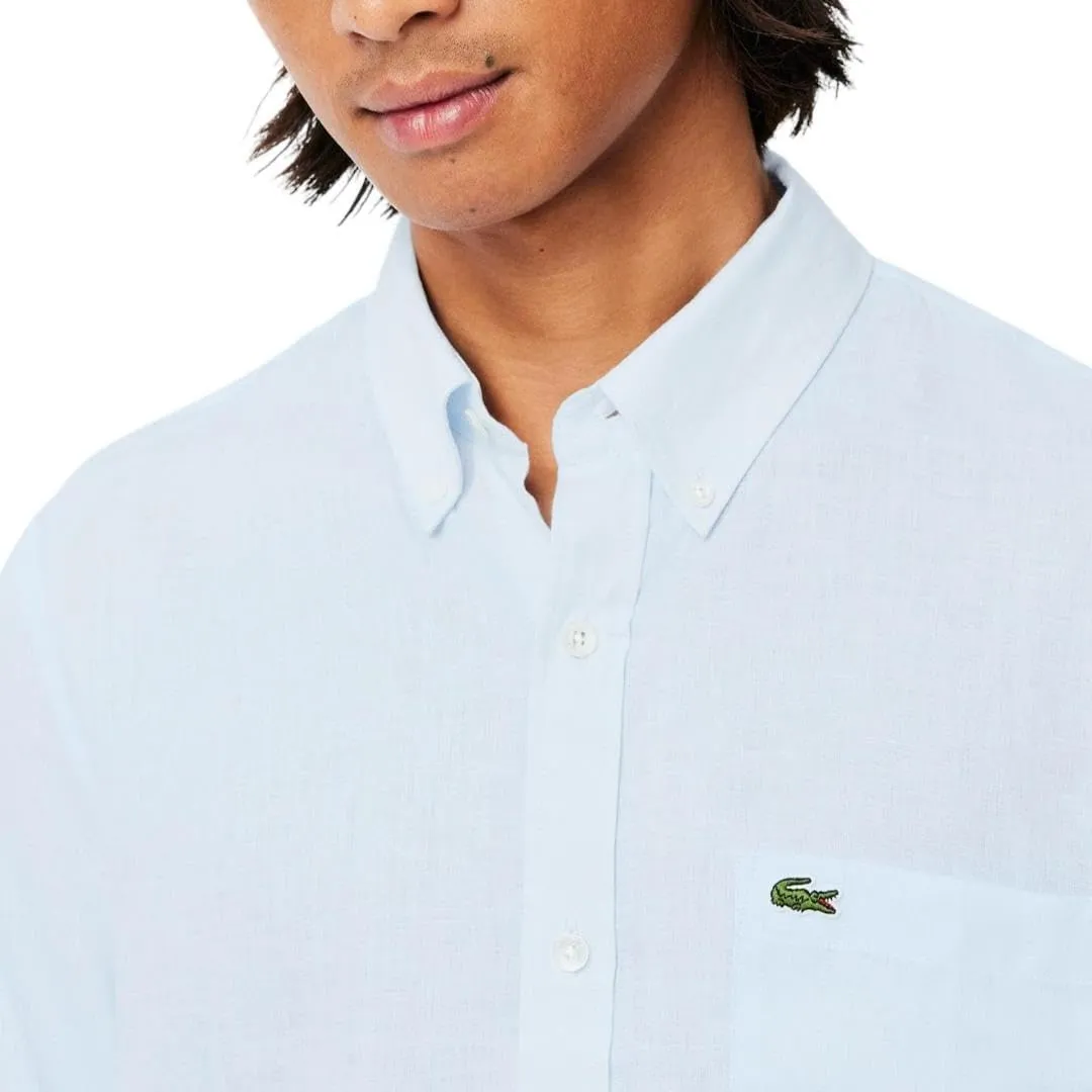Lacoste Men's Regular Fit Linen Casual Button Down Shirt