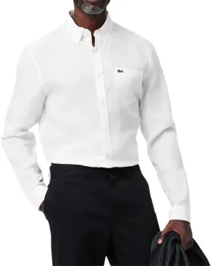 Lacoste Men's Regular Fit Linen Casual Button Down Shirt