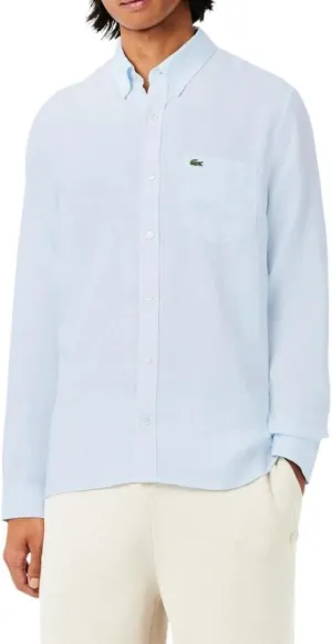 Lacoste Men's Regular Fit Linen Casual Button Down Shirt