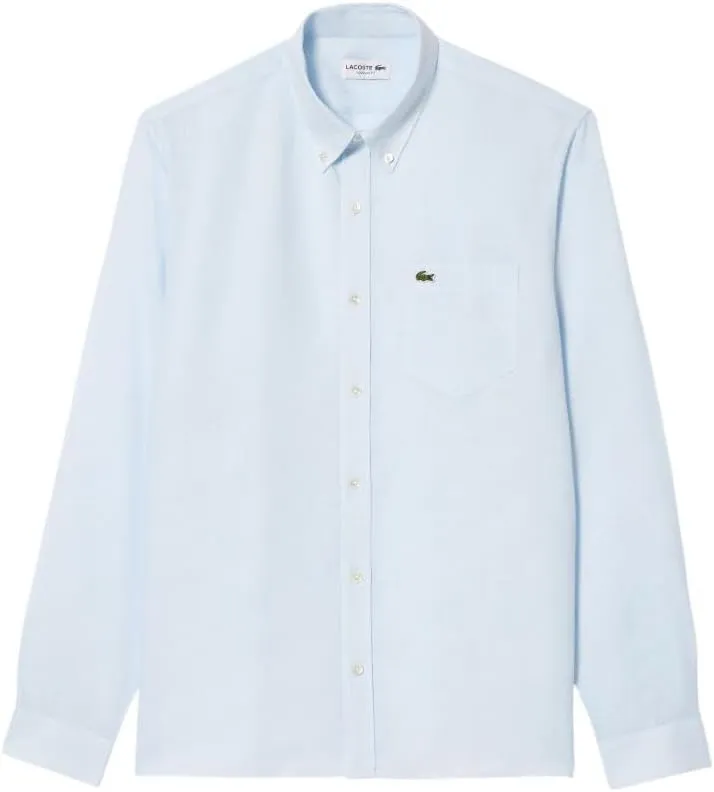 Lacoste Men's Regular Fit Linen Casual Button Down Shirt