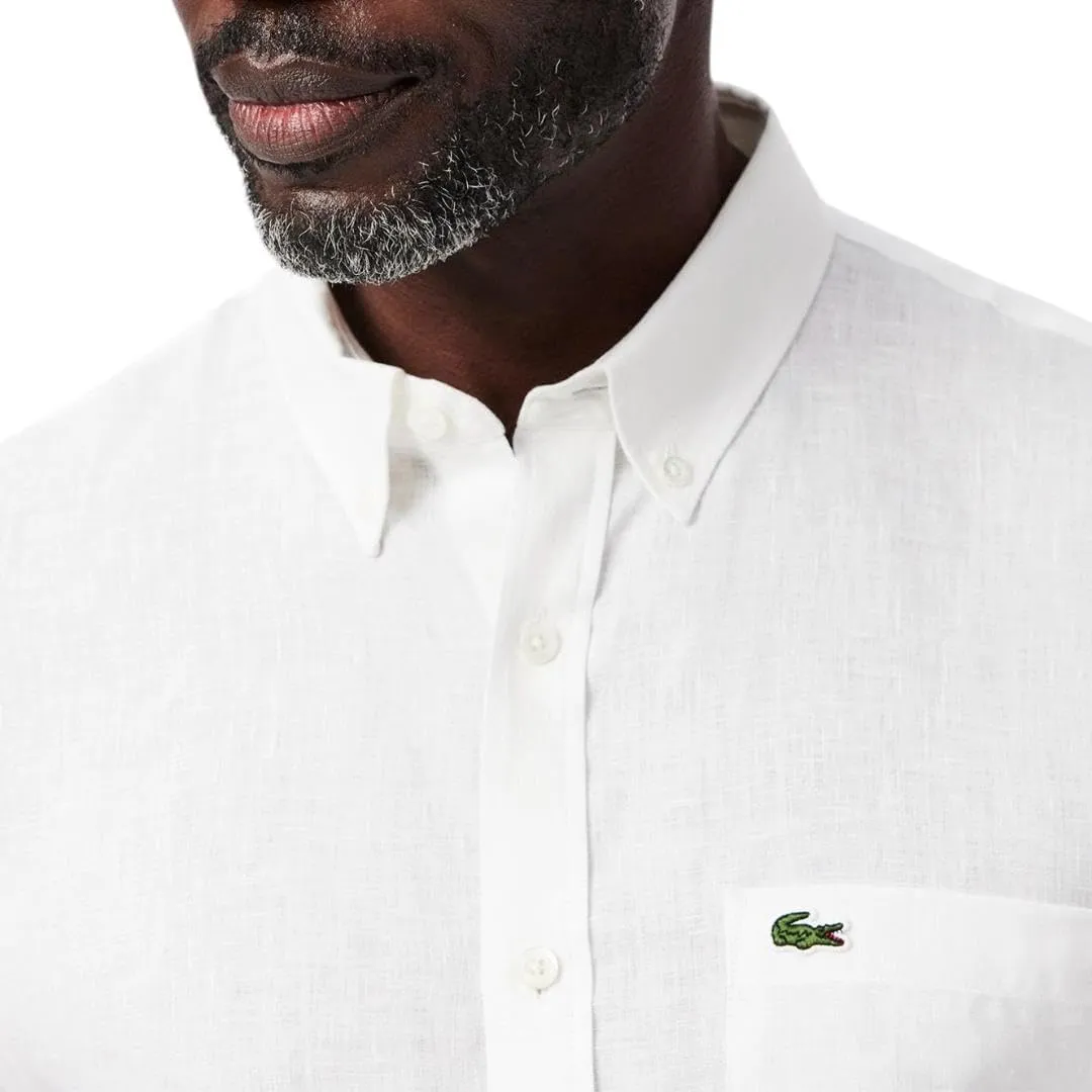Lacoste Men's Regular Fit Linen Casual Button Down Shirt