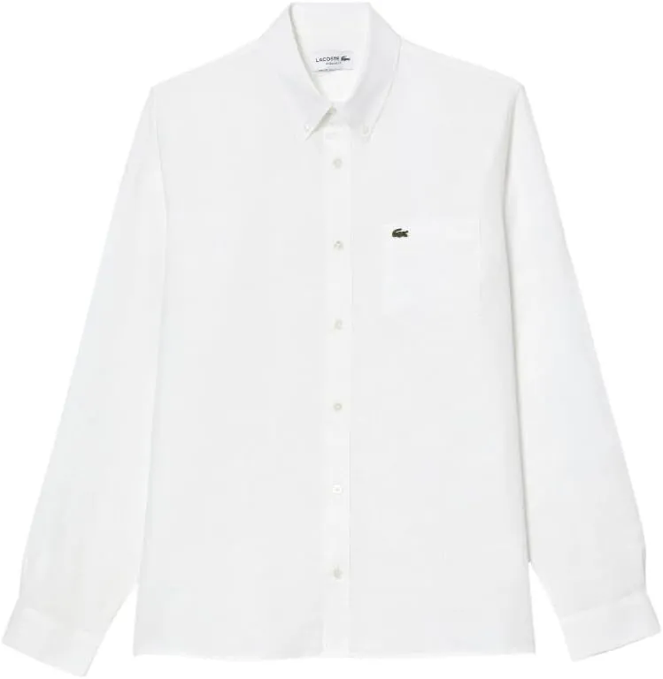 Lacoste Men's Regular Fit Linen Casual Button Down Shirt