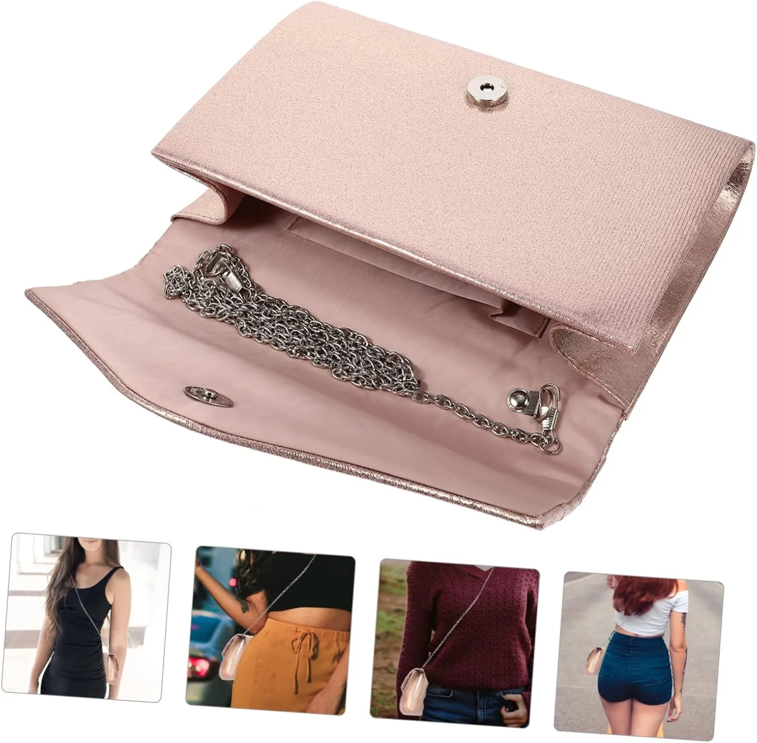 Ladies Evening Bag Envelope Bag Women Tote Envelope Clutch Chain Wallet Mini Wallet for Women White