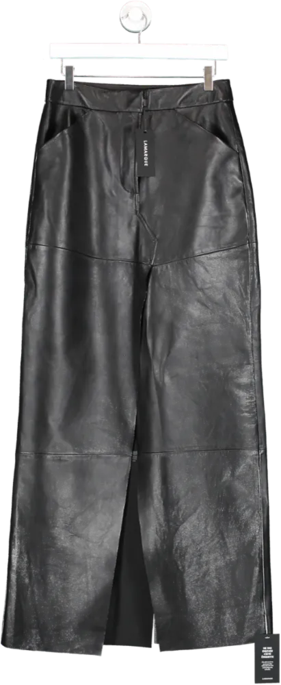 Lamarque Black Mariette Leather Maxi Skirt UK S