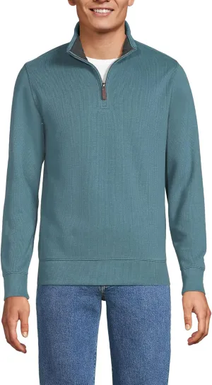 Lands' End Men's Bedford Rib Quarter Zip Sweater