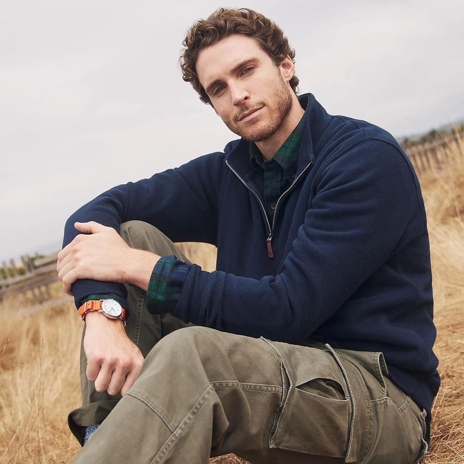 Lands' End Men's Bedford Rib Quarter Zip Sweater