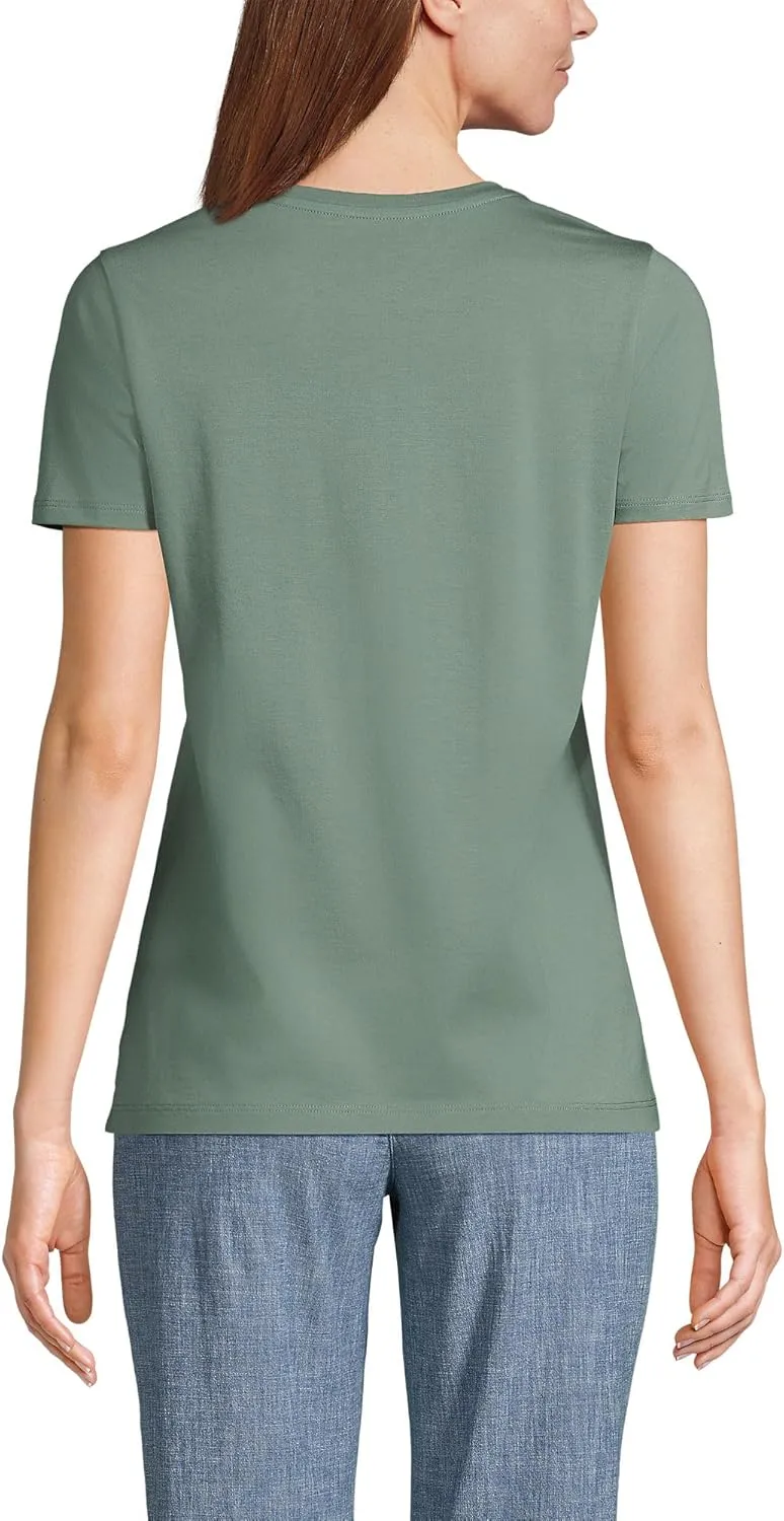 Lands' End Women's Relaxed American-Grown Supima Cotton Crew Neck T-Shirt