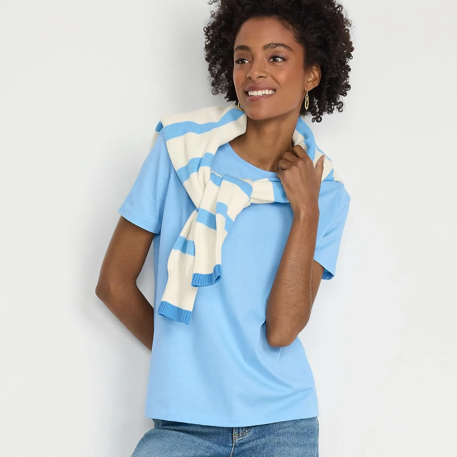 Lands' End Women's Relaxed American-Grown Supima Cotton Crew Neck T-Shirt