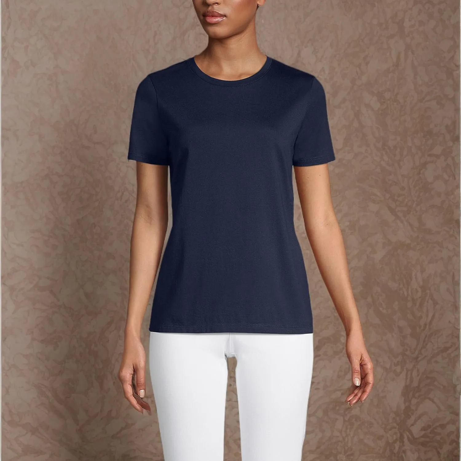 Lands' End Women's Relaxed American-Grown Supima Cotton Crew Neck T-Shirt