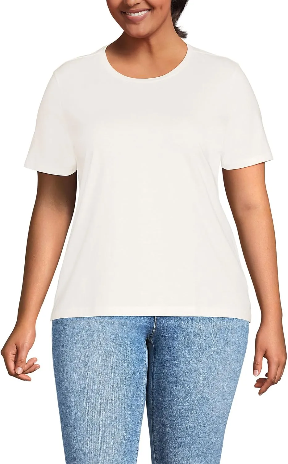 Lands' End Women's Relaxed American-Grown Supima Cotton Crew Neck T-Shirt