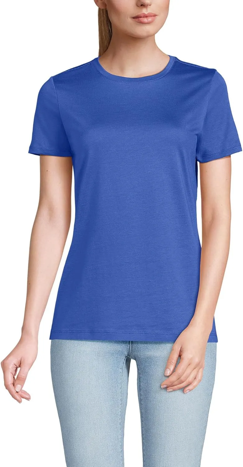 Lands' End Women's Relaxed American-Grown Supima Cotton Crew Neck T-Shirt