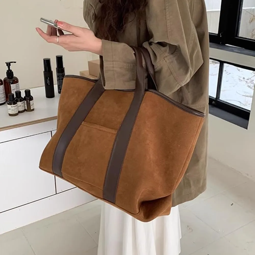 Large Capacity Suede Hobo Bag for Women | Vintage Slouchy Purse | Stylish Commute Satchel