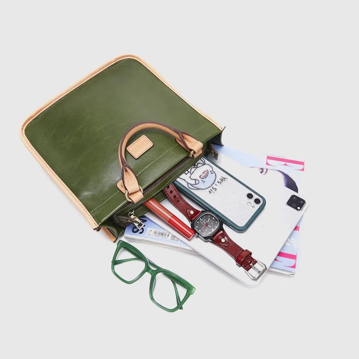 Leather Purse Tote Bags for Women: Genuine Leather Crossbody Bag for Travel Commute - Fashion Ladies Satchel Handbag