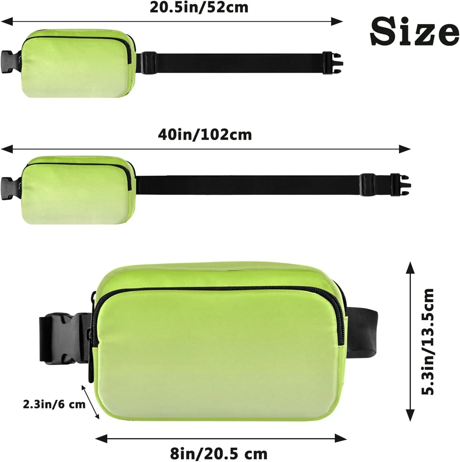 Lemon Green Floral White Gradient Women Fanny Packs Waterproof Belt Bags Hip Pack Cute Cross Body Waist Pack