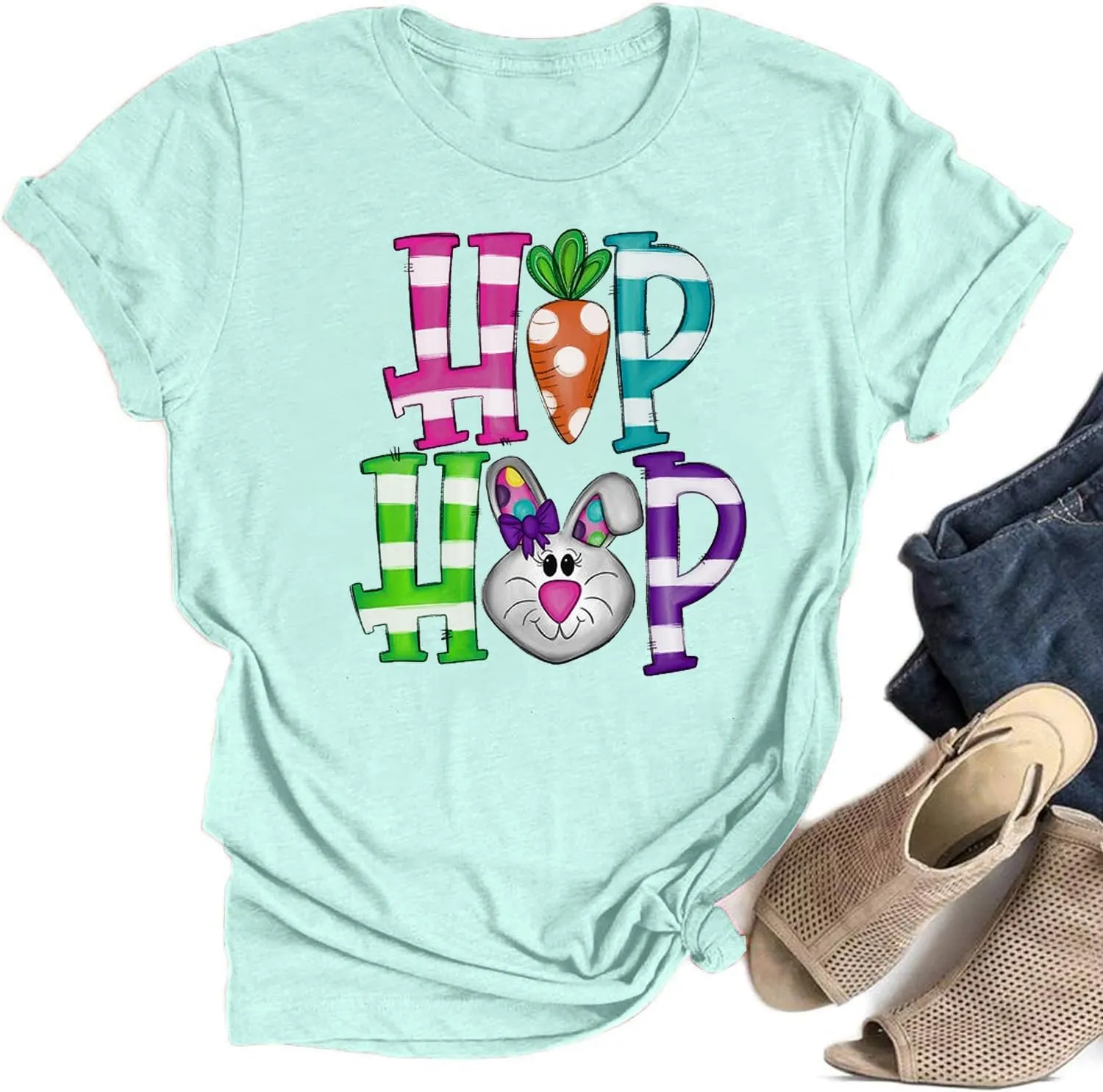 Leopard Easter Bunny Graphic Shirt Chillin' with My Peeps Easter Matching T-Shirt Gift for Easter Day Tee.