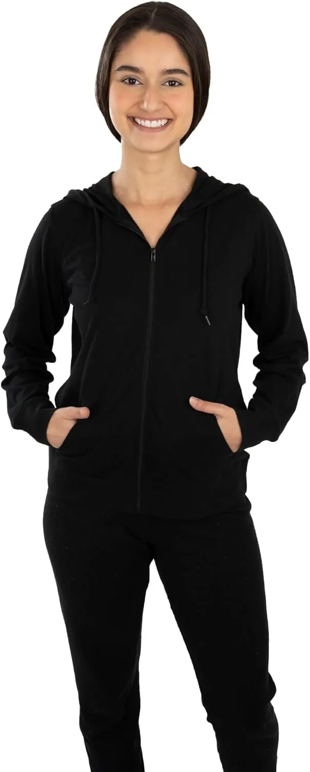 Lightweight Hoodies for Women, Zip Up Hoodie  Soft Jersey Long Sleeve, Hooded Sweatshirt