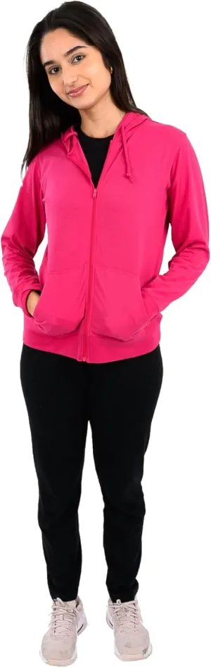 Lightweight Hoodies for Women, Zip Up Hoodie  Soft Jersey Long Sleeve, Hooded Sweatshirt