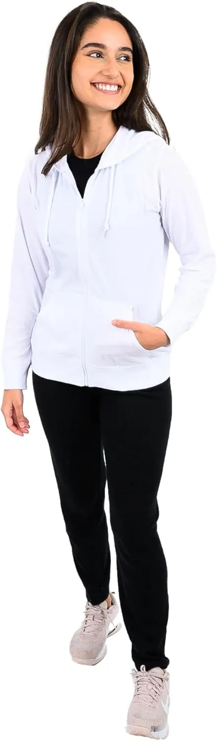 Lightweight Hoodies for Women, Zip Up Hoodie  Soft Jersey Long Sleeve, Hooded Sweatshirt