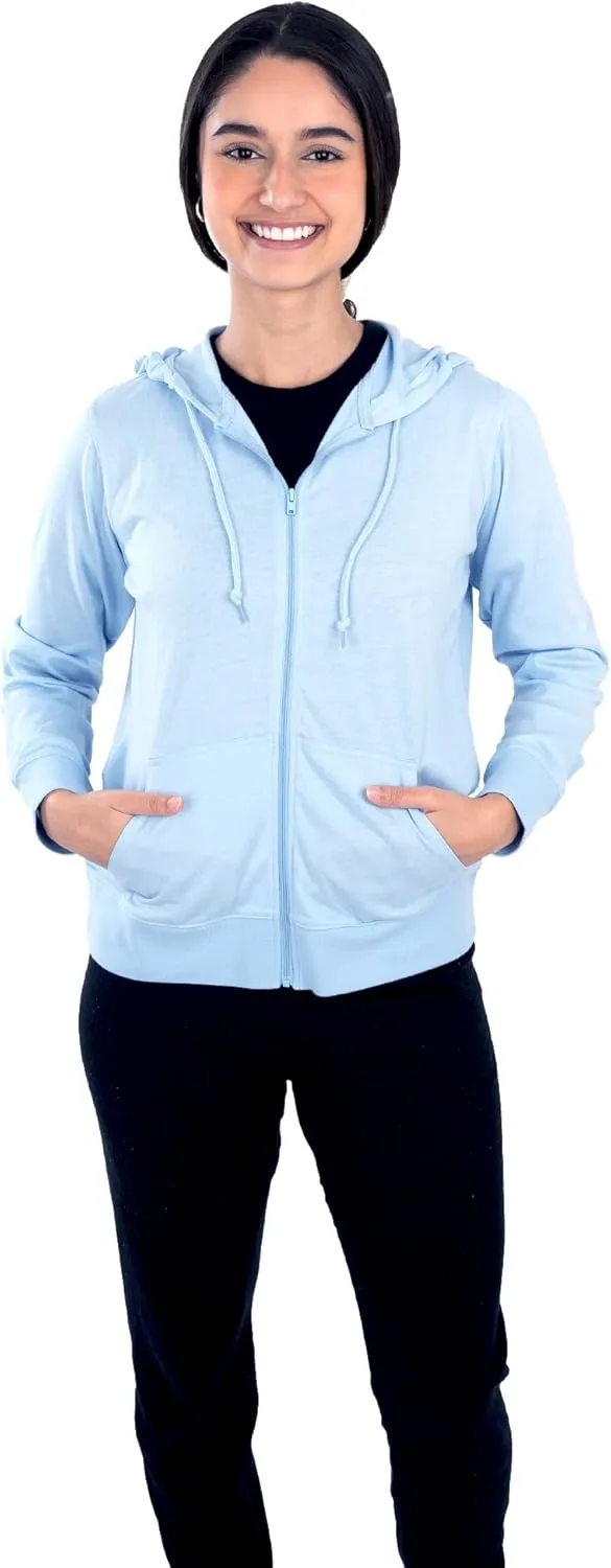 Lightweight Hoodies for Women, Zip Up Hoodie  Soft Jersey Long Sleeve, Hooded Sweatshirt