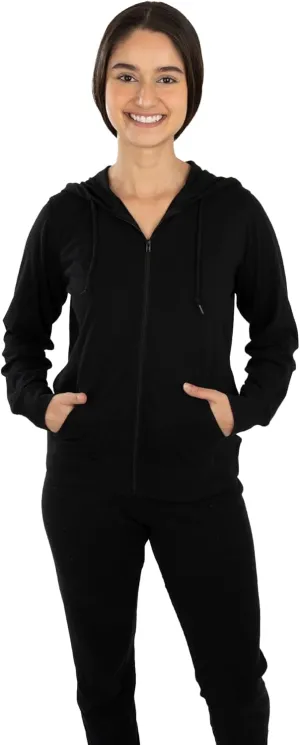 Lightweight Hoodies for Women, Zip Up Hoodie  Soft Jersey Long Sleeve, Hooded Sweatshirt