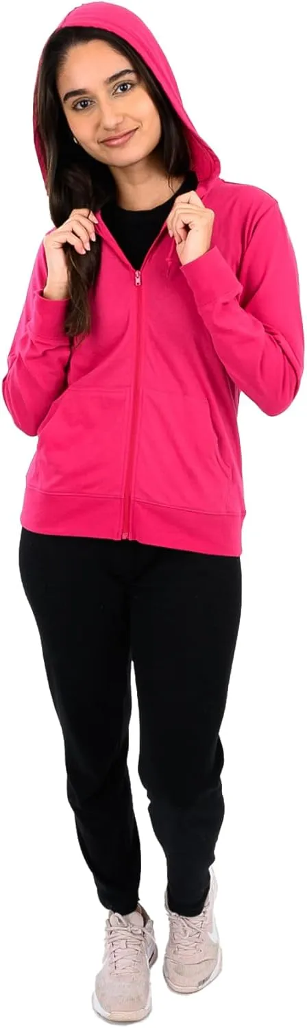 Lightweight Hoodies for Women, Zip Up Hoodie  Soft Jersey Long Sleeve, Hooded Sweatshirt