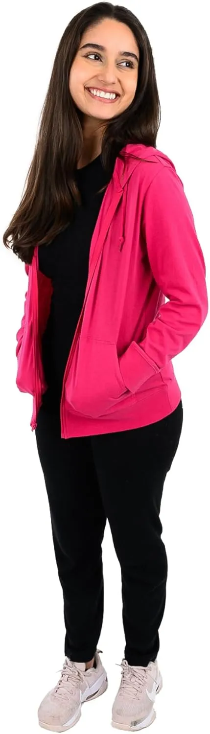 Lightweight Hoodies for Women, Zip Up Hoodie  Soft Jersey Long Sleeve, Hooded Sweatshirt