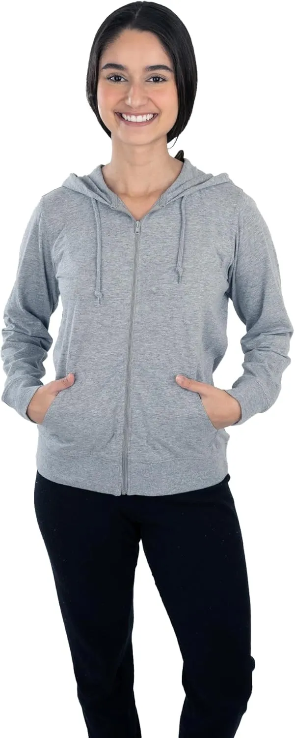 Lightweight Hoodies for Women, Zip Up Hoodie  Soft Jersey Long Sleeve, Hooded Sweatshirt